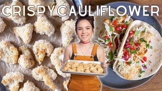 Crispy Breaded Cauliflower Tacos Air Fryer Recipe [upl. by Anelah]