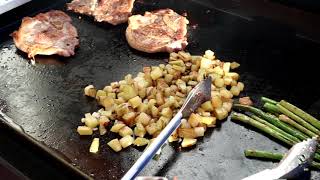 Pork Steak And Potatoes On The Blackstone Griddle [upl. by Kurzawa]