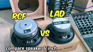 COMPARE SPEAKER RCF 6 INCH VS SPEAKER LAD 6 INCH BOX MINISCOOP MINIATUR SOUND 6 INCH TPA 3116 [upl. by Gaylor]