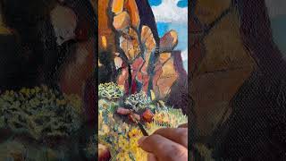 Adding sagebrush and details newmexicoartist painting landscapepainting blackmetal southwest [upl. by Trici]