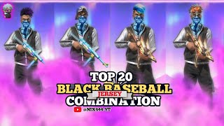 TOP 20 BEST DRESS COMBINATION WITH BLACK BASEBALL JERSEY  NEW FF TOKEN JACKET COMBINATION freefire [upl. by Horne]