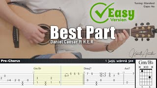 Best Part Easy Version  Daniel Caesar ft HER  Fingerstyle Guitar  TAB  Chords  Lyrics [upl. by Anoiek]