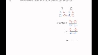 Pente dune droite à partir de 2 points exemple 2 [upl. by Odraode]