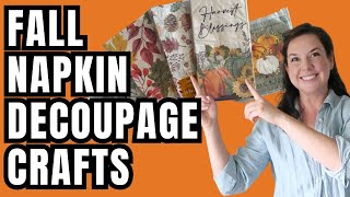 Fall Napkin Decoupage Crafts  Dollar Store Ideas [upl. by Dahle]