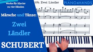 F Schubert  Zwei Ländler for Piano 4 hands D61810b [upl. by Rednijar807]