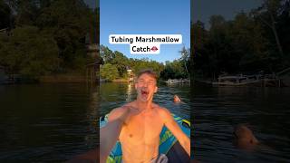 Tubing Marshmallow Trickshot 👄🚤 trickshot sports funny throw lake catch [upl. by Nohsad]