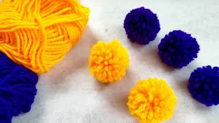 How to make pom pom  easy pom pom making with wool [upl. by Acnayb]