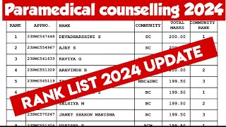 Paramedical counselling 2024Rank list UpdateParamedical rank list 2024Tentative scheduleVjalerts [upl. by Babita]