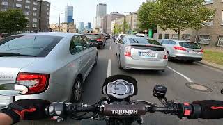 4K zoomh1n Visiting the barber D Scrambler 1200 XC Daily commute City ride RAW sound POV [upl. by Nyliret]