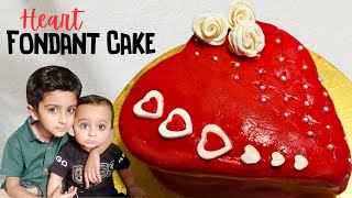 Heart shape fondant cake recipe  Sarim birthday cake 🎂 Love cake design  heart shape cake [upl. by Eulalee]