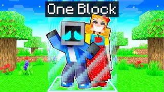 Locked on ONE BLOCK with MISS DELIGHT in Minecraft [upl. by Lief131]