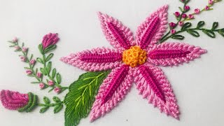 Hand Embroidery Mesmerizing Brazilian Flower Embroidery  Fantasy Flower Embroidery 3D Embroidery [upl. by Etnuahc]