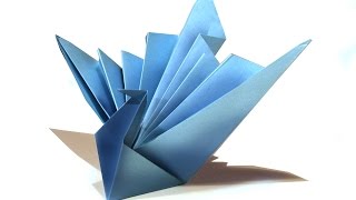 Easy Origami Bird  Origami Tutorial  How to make an easy origami peacock [upl. by Stuppy]