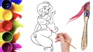 Coloring with Sticker Book Dress Up Disney Princess ArielSnow WhiteBelleCinderella [upl. by Amsden186]