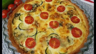 كيش بالكوسة اوالقرعة والجبن  Tarte courgette et roquefort [upl. by Uriah89]