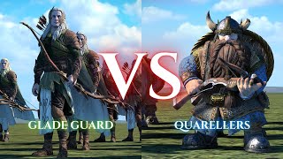 WARHAMMER III Total War  Glade Guard VS Quarellers [upl. by Yenahs]