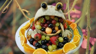 How to make Frog 🐸 from Fruit Fruit and vegetable carving tutorial [upl. by Lareena]