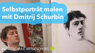 Gesichter zeichnen einfach Selbstporträt in 6 Minuten malen OnlineMalkurs mit Dmitrij Schurbin [upl. by Attolrac]