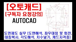 구독자 요청강의  오토캐드 실무 도면제도 도면해석 좌우대칭 및 회전 제도 필렛 대칭복사 각도해석 치수넣기 캐드꿀팁 캐드단축키 캐드디자인 캐드자격증 등 [upl. by Eidna321]