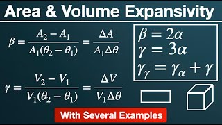 Physics Area and Volume Expansivity  Real and Apparent Expansivity  EXAMPLES [upl. by Rihat]