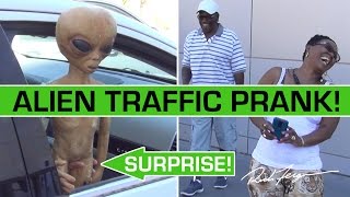 Alien in Traffic Prank Making People Laugh in Public [upl. by Chimene]