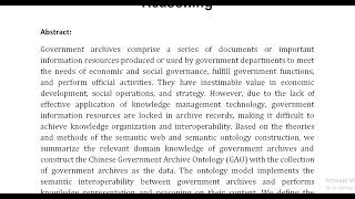 An Ontology for Chinese Government Archives Knowledge Representation and Reasoning [upl. by Oicangi891]