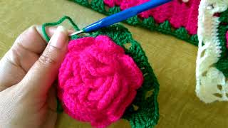 Crochet rose flower toran in marathi  लोकरीचे गुलाबाच्या फुलाचे तोरण  तोरण प्रकार 10  भाग 1 [upl. by Sandye]