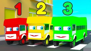 Ten Little Buses  One Little Two Little Three Little Buses  Kids Nursery Rhymes  Colorful Buses [upl. by Ollehcram]