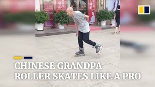 This Chinese 88yearold grandpa roller skates like a pro [upl. by Trefor]