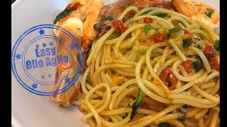 Prawns Spaghetti Aglio Olio 简易蒜香橄欖油意粉 [upl. by Antonia]