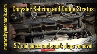 Chrysler Sebring and Dodge Stratus 27 coil packs and spark plugs removal [upl. by Enitsirk]