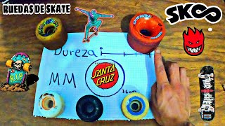 COMO ELEGIR tus LLANTAS de SKATEBOARDING DUREZA de las RUEDAS MM etc [upl. by Heigl]