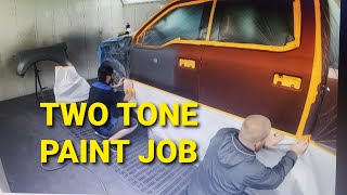 CAR PAINTING HOW TO PAINT A TWO TONE PAINT JOB ON VEHICLES [upl. by Mara]