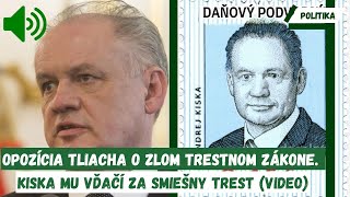 ŠKANDÁL  Opozícia TLIACHA o zlom Trestnom zákone Kiska mu vďačí za smiešny trest  VIDEO [upl. by Mik]