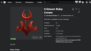 Buying Crimson Ruby Crown In game free ugc [upl. by Yecak]