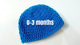 How To  Crochet a Simple Baby Beanie for 03 months [upl. by Swigart]