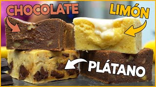 BROWNIE de 3 sabores las RECETAS más FÁCILES Chocolate plátano y limón [upl. by Raseta]