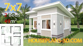 Small House Design Plans 7x7 with 2 Bedrooms [upl. by Sidoma387]