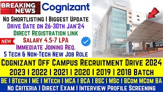 Cognizant OFF Campus Recruitment Drive 2024  2023  2022  2021 Batch Cognizant Freshers New Hiring [upl. by Blinny]