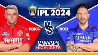 rcb vs pbks highlights  pbks vs rcb highlights  ipl match 58 highlights virat kohli batting today [upl. by Osnerol802]