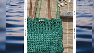 Bolsa de crochê moda praia  fio náutico na cor verde [upl. by Hayyikaz580]