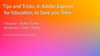 Tips and Tricks in Adobe Express for Education to Save you Time [upl. by Notlit]