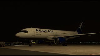 MSFS  Night Flight  Athens LGAVThessaloniki LGTSAthens LGAV  A320neo  Aegean Airlines [upl. by Nitsyrk]