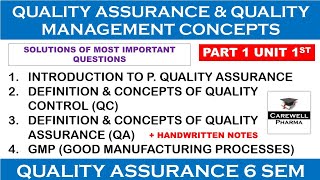 Quality Control QC  Quality Assurance QA  GMP  Quality Assurance 6th semester  Carewell P [upl. by Benge]