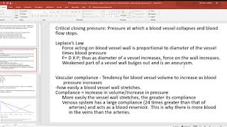 33 Poiseuille’s Law viscosity closing pressure Laplace’s law compliance blood distribution blo [upl. by Abigael]