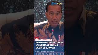 Momen Haru Prabowo Berkacakaca Tahan Tangis seusai Ucap Terima Kasih ke Presiden Jokowi [upl. by Suiravat]