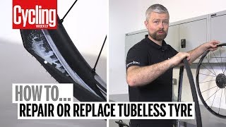 How to Fix a Tubeless Tyre  Cycling Weekly [upl. by Nimajaneb948]