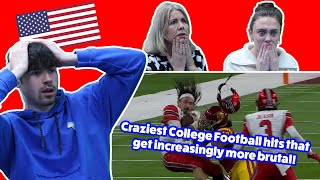 BRITISH FAMILY REACT  Craziest College Football Hits That Get Increasingly More Brutal [upl. by Ahsiekrats654]