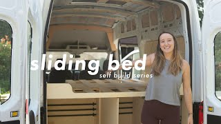 Space saving SLIDING BED design in our van conversion  Ford Transit build [upl. by Otilegna]