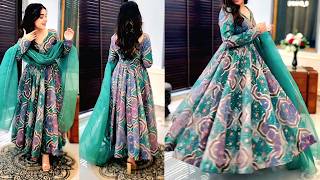 Anarkali frockorgenza anarkali frock cutting amp stichingSaree se gown18 panel anarkali frock diy [upl. by O'Mahony]